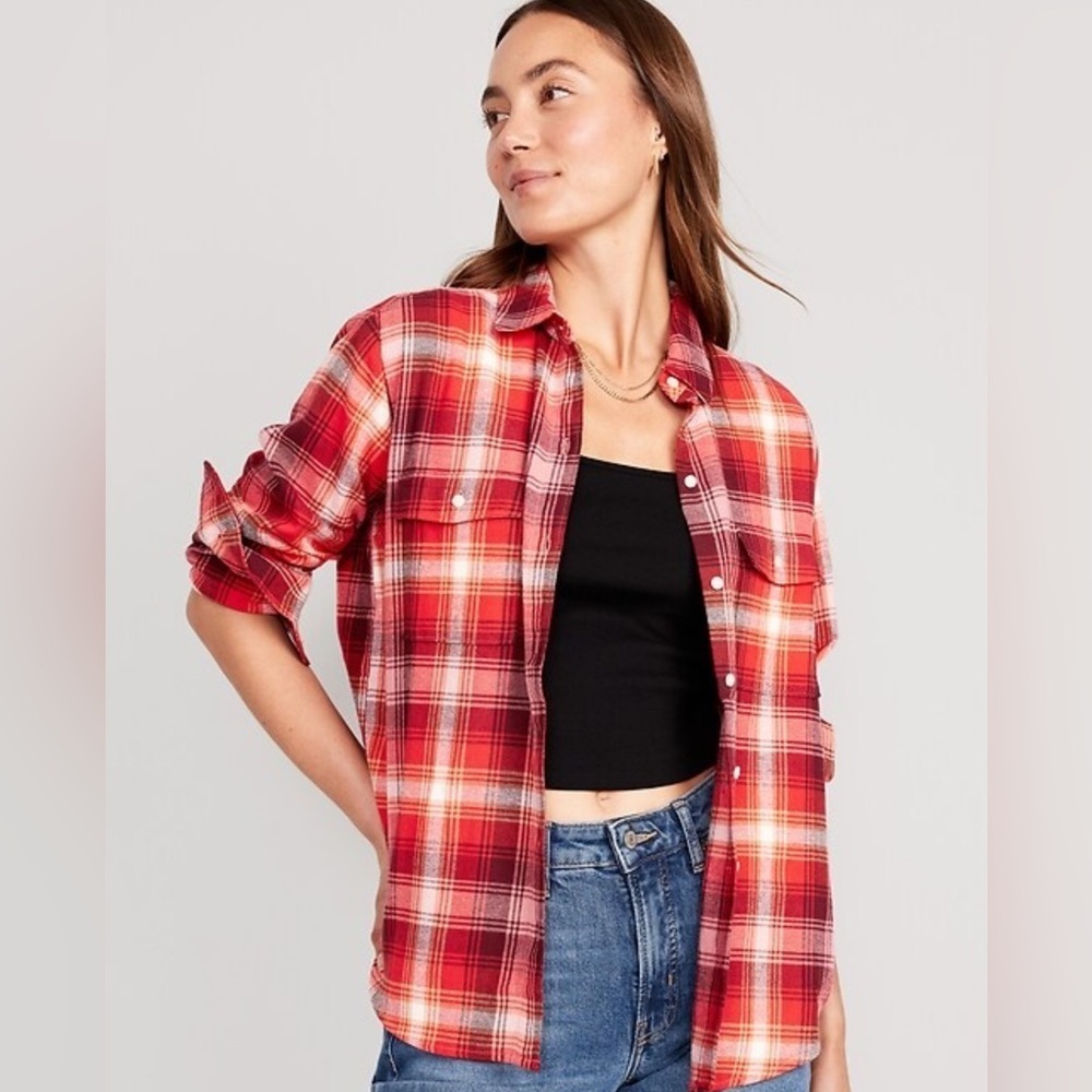 Old Navy Loose Boyfriend Flannel Shirt | Size M